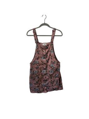 Tinsel Town Pink Floral Overall Dress Size Large